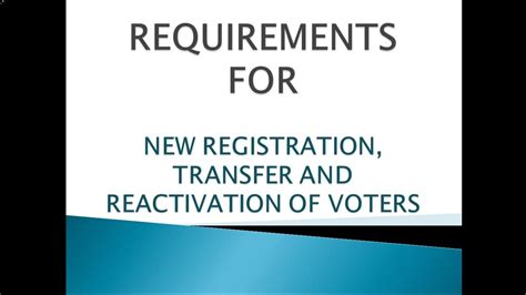 Transfer of Voters’ Registration COMELEC Requirements.